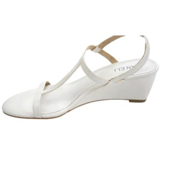 Vaneli Womens White Patent Leather Mohan T Strap Wedge Sandals Sz 8.5 M New - Picture 5 of 10